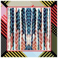 Abstract Textured Background with Geometric Border, Square Shape Scarf vector
