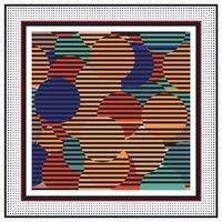 Colorful Circle with Bold Line Abstract Pattern, Doted and Line Border Scarf vector
