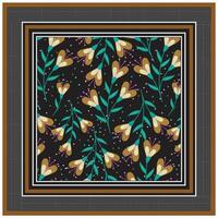 Hand Drawn Flower with Leaf, Dark Background Color Doted Texture vector