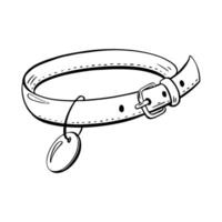 This is a simple yet stylish dog collar that features a charming tag outline design. sketch illustration. Pet shop vector