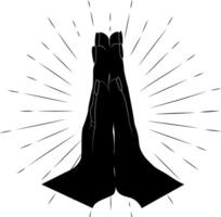 Hope and support. Expression of gratitude. Conversation with God. Hands in prayer. vector