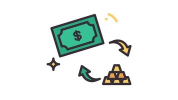 Exchange currency animated icon. Alpha channel 4K resolution video