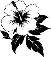 Black and white hibiscus flower clip art vector
