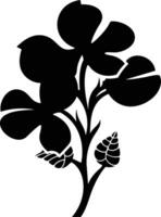 A black and white silhouette of a flower vector