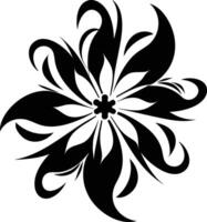 A black and white flower design with swirls vector