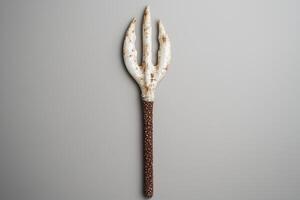 Decorative serving fork with textured handle photo