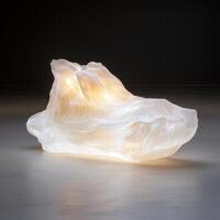 Glowing ethereal form floating in dark environment photo
