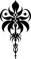 A black and white design with a flower vector