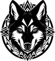 A wolf head in tribal style on a white background vector