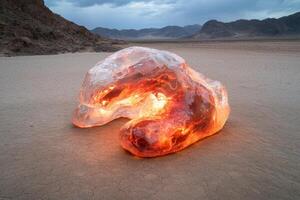 Glowing Crystalline Formation in Desert Landscape photo