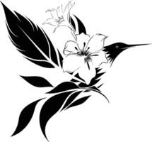A hummingbird and flowers on a white background vector