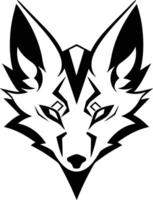 A black and white fox head on a white background vector