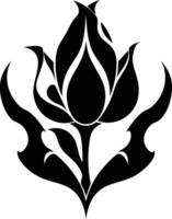 A black and white flower with leaves vector