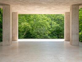 Serene nature view through concrete frame photo