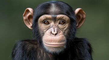 Close up portrait of a chimpanzee with a thoughtful expression photo