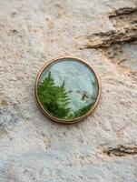 Reflection of nature in a glass lens photo