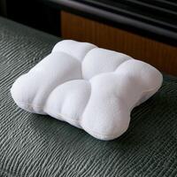 Soft and comfortable pillow on bed photo