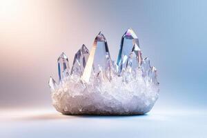 Cluster of large clear quartz crystals photo