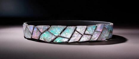 Sparkling gemstone jewelry on dark background photo