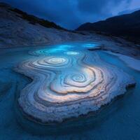 Mesmerizing swirling patterns in a frozen lake photo