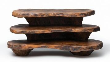 rustic wooden display shelves photo