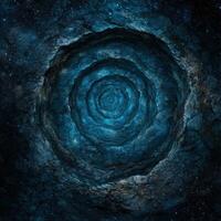 Mesmerizing cosmic cave with swirling blue patterns photo