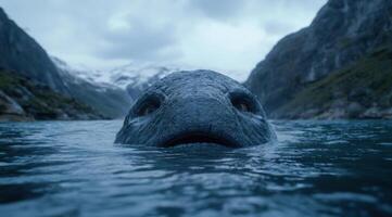 Mysterious creature emerges from dark waters photo