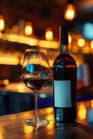 cozy evening with a glass of red wine photo