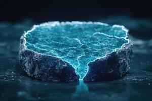 Glowing Crystalline Structure in Icy Waters photo
