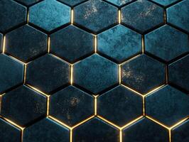 abstract geometric hexagon pattern with golden lines photo