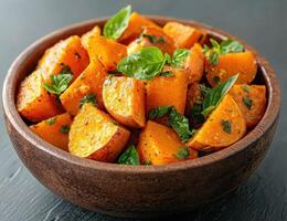 roasted butternut squash with fresh basil photo
