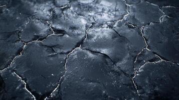 Cracked ice surface with intricate patterns photo