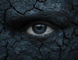Mysterious eye emerging from cracked surface photo