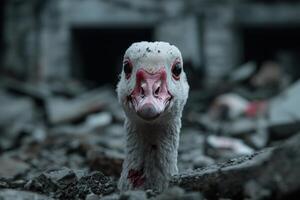 Close up of a curious white swan photo