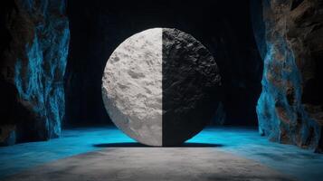 Surreal moon like rock in a mystical cave photo