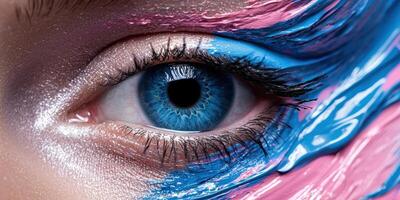 Vibrant eye with colorful abstract background photo