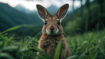 Curious rabbit in the wild photo
