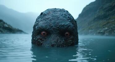 mysterious creature emerging from dark waters photo