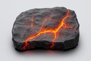 Glowing molten rock inside a volcanic rock photo
