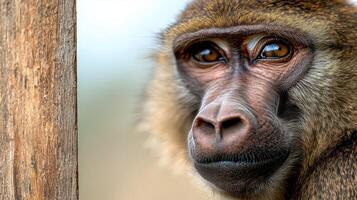 close up portrait of a baboon photo