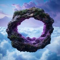 Surreal rocky arch in the sky photo