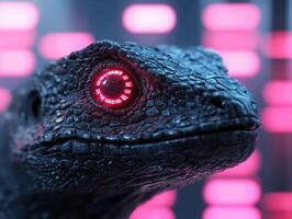 A close up of a lizard with glowing eyes photo