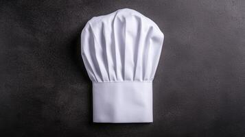 white chefs hat on black background photo