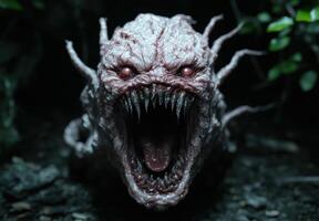 Terrifying creature with sharp teeth photo