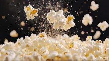 Popcorn explosion with sparkling lights photo