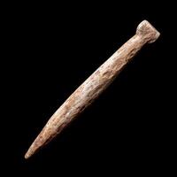 A wooden spear with a long handle on a black background photo