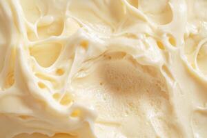 A close up of a white frosting photo