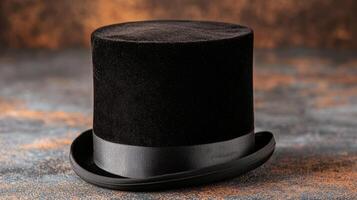 black top hat on a textured surface photo