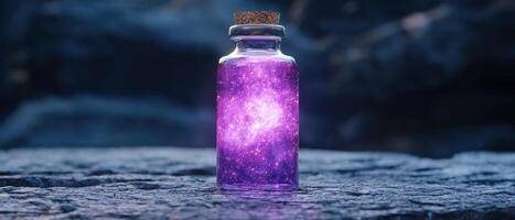Glowing galaxy in a bottle photo