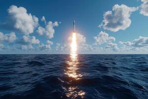 Rocket launch over the ocean photo